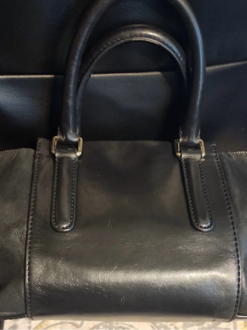 Marc by Marc Jacobs Black Leather Satchel with Gold Hardware